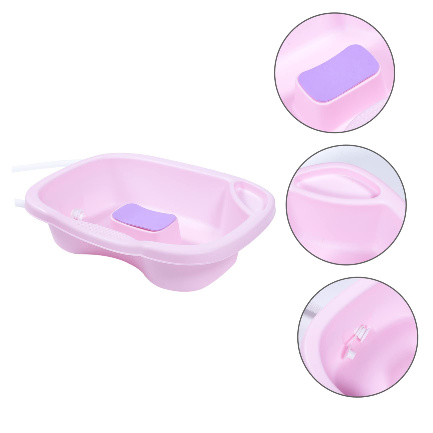 Bacinella Lavatesta Portatile in Pp Rosa per Persone Mobilità Ridotta | Supporta Testa, Collo e Spalle, Lavaggio Comodo da Sdraiati, Uso Domestico