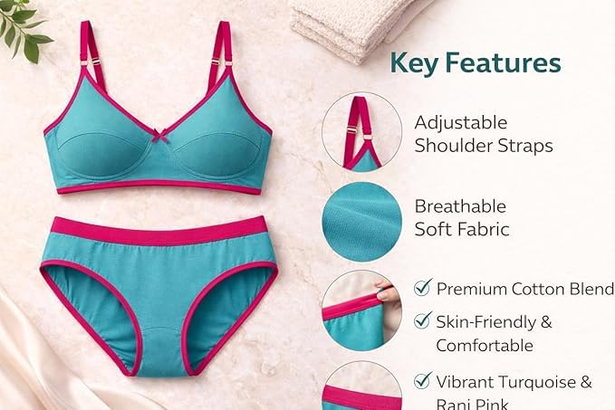 Image of Soft Lace Non Padded Bra Panty Set for Women || Non Padded Lingerie Set for Female,Ladies