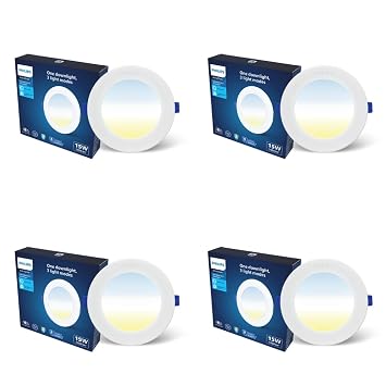 PHILIPS 15W 3in1 AstraGlow Round LED Panel Light | Slim Surface Panel with High Brightness & Energy Efficiency | Durable Polycarbonate Body – White Finish | Pack of 4