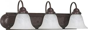 Nuvo 60/325 Three Wall-Vanity Light Fixture, 3, Old Bronze/Alabaster Glass