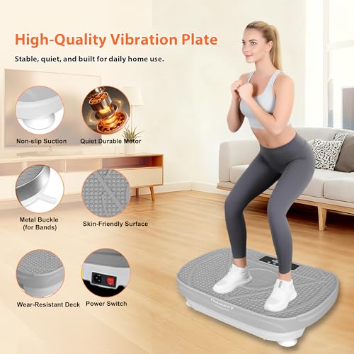 Homesy Vibration Platform Exercise Machine – Whole Body Workout, Fat-Burning & Lymphatic Support, Includes Remote and Resistance Bands, Shake Plate for Home Fitness and Fat Burning for Women Men, Grey by Homesy - Used condition - Image 4