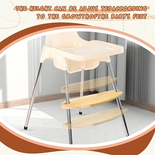 Image of High Chair Footrest High Chair Adjustable Foot Rest Baby Wooden Bamboo Board Equipped with Suitable Rubber Rings. Adjustable Clip. Suitable for Various Baby Footrests