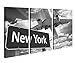 Produktbild Leinwandbild 3 Tlg New York Flugzeug Airport Schild Flug Schwarz weiß Leinwand Bild Bilder Holz gerahmt 9U474, 3 tlg BxH:90x60cm (3Stk 30x 60cm)