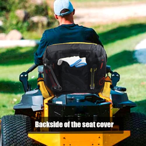 Lawn Mower Seat Cover for John Deere Seat,Tractor Seat Cover with Pouch,Riding Mower Seat Cushion Compatible with Cub Cadet,Craftsman,Kubota Tractor Seat Cover(Medium)