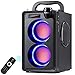 Produktbild 20W Bluetooth Lautsprecher, A20 Tragbarer Musikbox, mit Subwoofer, FM Radio, LED Leuchten, EQ, 30 Meter Reichweite, Bluetooth 5.0 Wireless Stereo Lautsprecher für Außen und Innenpartys