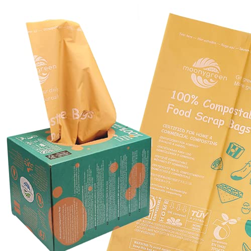 Moonygreen Compostable Trash Bags 13 Gallon, Tall Kitchen Food Waste Bags, Us Bpi Astm D6400 And Europe Ok Compost Home Certified, Heavy-Duty, 49.2 Liter, 50 Count, Extra Thick 1.1 Mils #TOP22