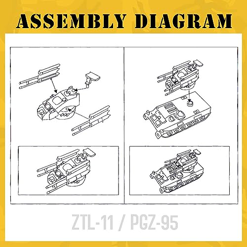 ViiKONDO Toy Tank Model Kit Military Vehicle 1/144 Scale Modern Chinese ZTL11 Armored Personnel Carrier vs PGZ95 Antiaircraft Artillery Plastic DIY Assembly Army Men Wargame Gift (8 pcs) - Thumbnail 6