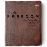 FREEDOM - NIV Journaling Bible | Brown With Gold Cross | Christ Has Set Us Free | Includes Option to add Engraved Name | Personalized and Customizable Gift
