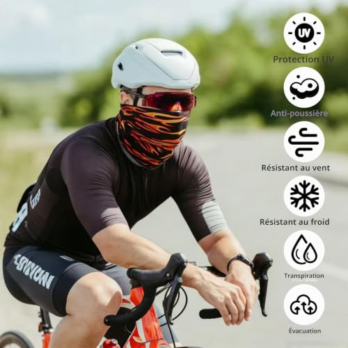 MOSTFUN 8 Pièces Bandanas Multifonctions, Tour de Cou Sans Couture Imprimé, Léger et Respirant, Protection UV pour Homme et Femme, Yoga, Randonnée, Équitation, Moto – vue 5