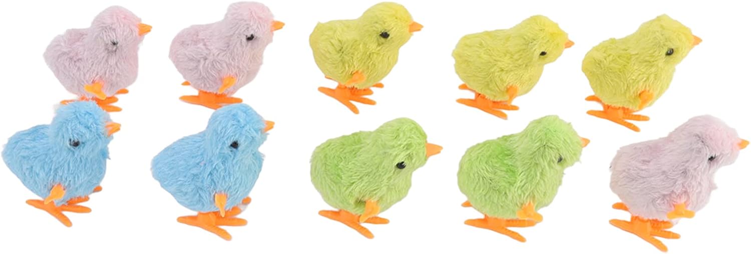 Aramox Clockwork Chick Toy, Plush, 10pcs Wind Up Jumping Chick Toys for Cats and Toddlers