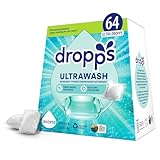 Dropps UltraWash Dishwasher Pods, Unscented (64 Count) - Biobased Power Deep Clean Dishwasher Detergent Tablets for Sparkling Shiny Dishes - No Rinse Aid or Pre-Wash Needed - Dishwashing Pods
