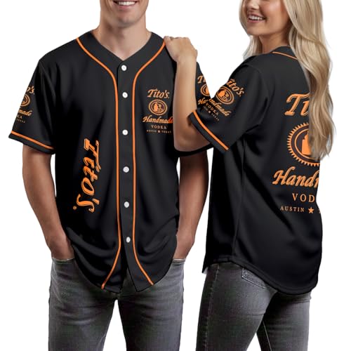 Zynbase Alcohol Baseball Jersey Mens Vodka Jersey Short Sleeve Casual Liquor Button Up