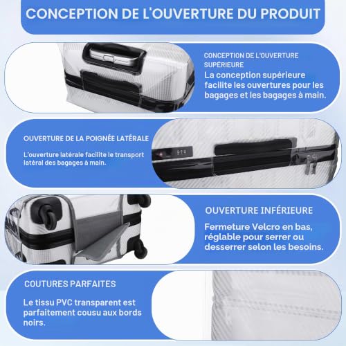 JIZZU 30 Pouce Grande Housse Valise, Transparente en PVC Imperméable – vue 5
