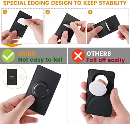 AirTag Wallet 2pcs Leather Case Holder for Apple AirTags,for Men's Women's Wallets to Prevent Loss,Slim Anti-Lost Wallet Card Tracker(black-2pcs)