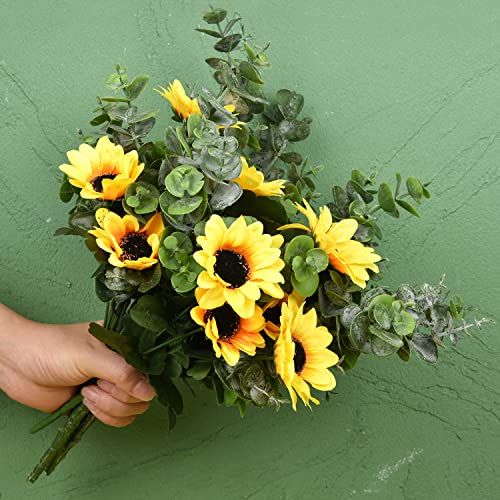 Dearhouse 4Pack Faux Eucalyptus Stems, 16Inch Artificial Eucalyptus Leaves Branches Plants For Wedding Centerpiece Flower Floral Arrangement Farmhouse Home Decoration #TOP1