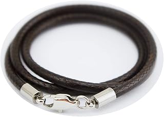 Glory Qin 3mm Wax Wire Leather Cord Chain Stainless Steel Squared Lobster Clasps Necklace Rope Chain 16 TO 28 Inch (Dark Brown, 20 Inches)