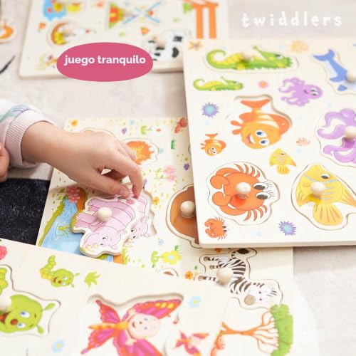 Miniatura 2 de The Twiddlers Set De 4 Puzles De Madera Para Bebés Juguetes Educativos Montessori Con Tiradores Para Desarrollo Cognitivo, Guardería Y Regalos Infantiles