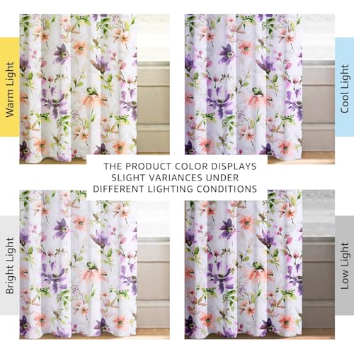 Image of Cloth Fusion Printed 100% Blackout Window Curtains 5 Feet Long Set of 2, Room Darkening Parda with Stainless Steel Grommets for Home Decor (5x4.5 Feet, Purple Lotus)