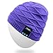 Rotibox Winter Washable Bluetooth Music Beanie Luxury Soft Warm Skully Knit Hat Cap w/Wireless Headphone Headset Earphone Microphone Hands Free for Excrise Gym Sports Fitness Running Skiing - Purple