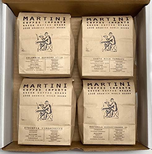 Martini Coffee Roasters - Unroasted Green Coffee Bean Sampler Pack - 4LBS - 100% Raw Arabica Coffee Beans - Unroasted Coffee Variety 4-Pack From Across The World - Africa, Central America, South America, Indonesia, Etc.