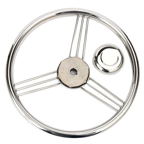 Amarine-Made 13.5 Inch 9 Spoke Stainless Boat Steering Wheel - 10 Degree - 9500S380 #TOP5