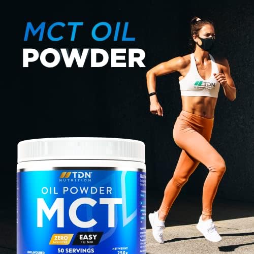 Mct Oil Powder - Large 250g Tub - 50 Servings - Easily Absorbed and Digested - Easy To Mix - Keto Creamer - Vegan Friendly - Ideal for Keto Snacks and Coffee - Made in uk by tdn
