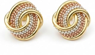 JewelMaze Gold Tone Earrings for Women | Twisted Knot Stud Earrings for Women Textured Beaded Design Elegant Statement Fas... Price In India