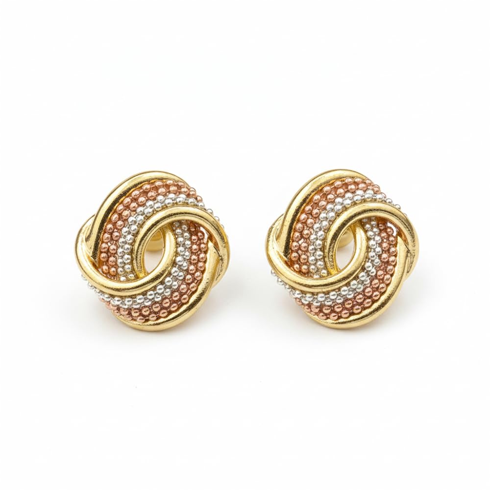 JewelMaze Gold Tone Earrings for Women | Twisted Knot Stud Earrings for Women Textured Beaded Design Elegant Statement Fas... - Review, Price and Buying Guide