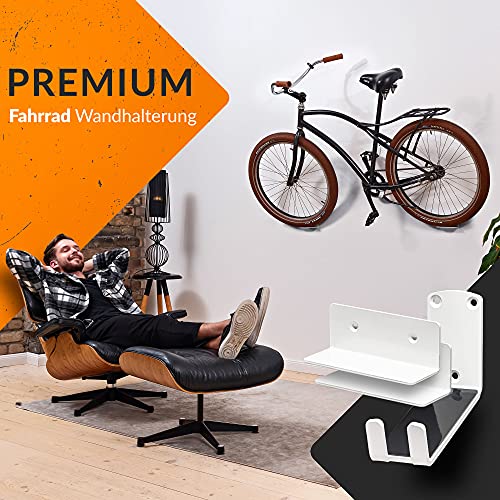 Fahrrad Wandhalterung Horizontal | Pedal Wandhaken Radaufhängung Weiß | Fahrradhalterung Rad Wandhalter | Fahrradhalterung Wand bis 30 Kg
