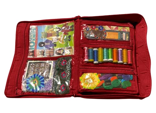 Yazzii Crafter's Companion Organizer Bag With 16 Pockets - Arts & Crafts Storage Tote Organizer - Multipurpose Storage Organizer For Crafts, Sewing & Quilting Notions, & Art Supplies Red #TOP1