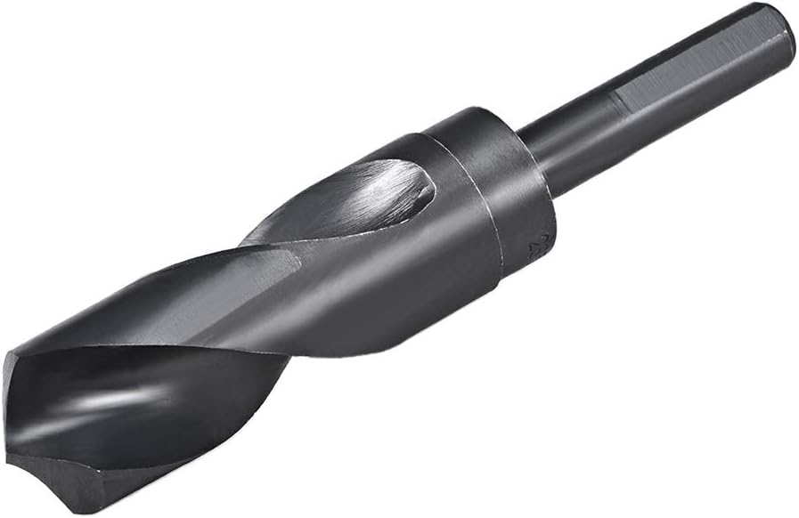 uxcell 16.5mm Reduced Shank Drill Bit HSS 6542 Black Oxide with 1/2 Inch Straight Shank