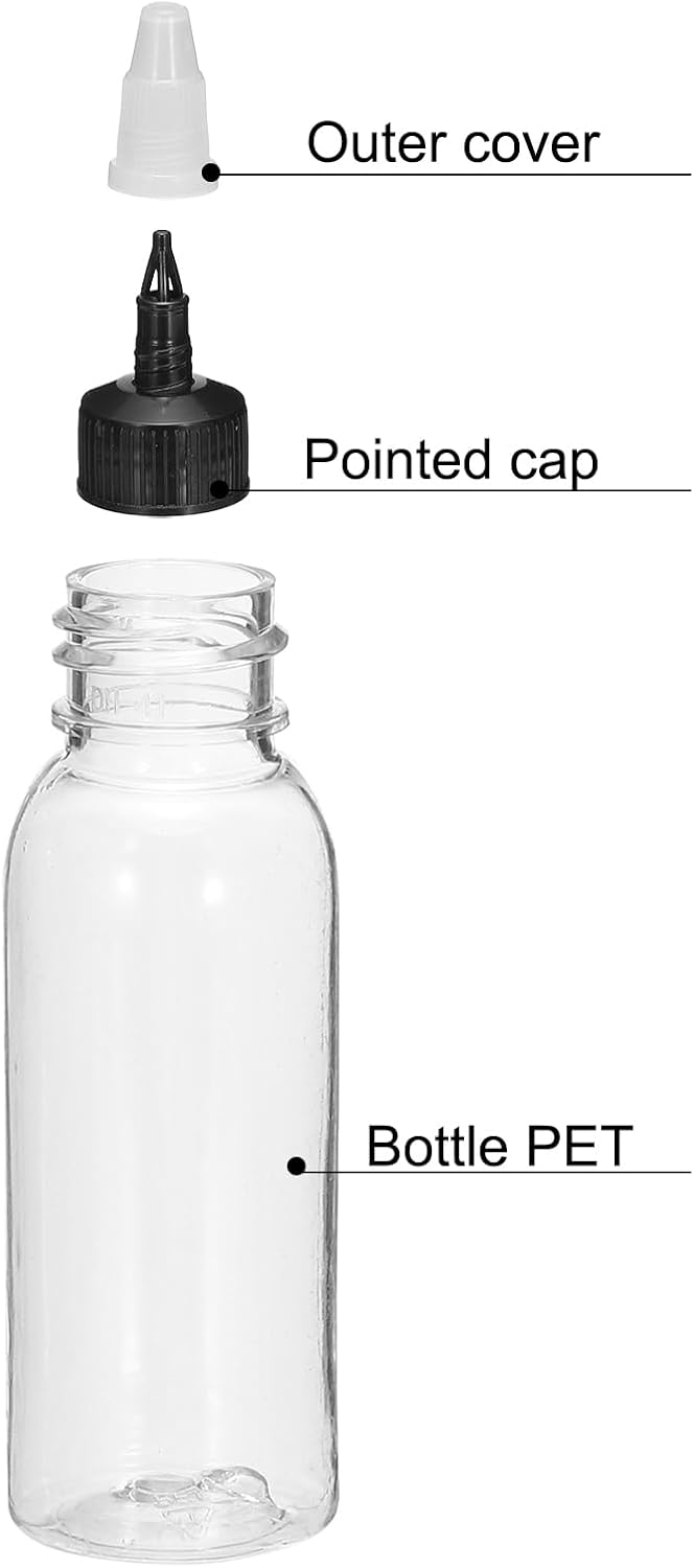 MECCANIXITY 6Pcs 1oz/30ml Squeeze Bottles, Clear Dispensing Bottles with Twist Cap Lids, Plastic Squirt Bottle for Ketchup, Mustard,and Crafts