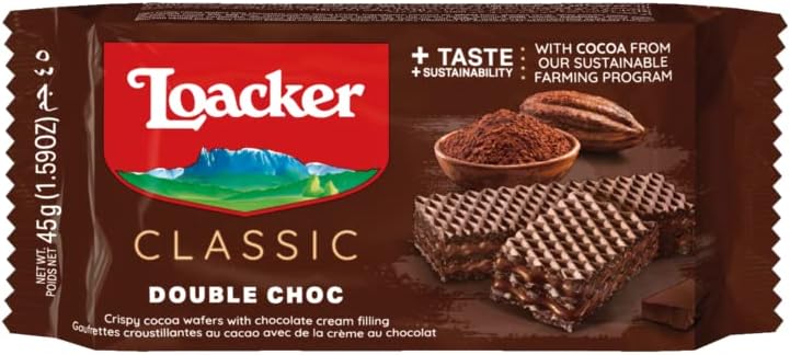 Double Choc Crispy Wafers with Cocoa and Chocolate Filling Multicolor, 0.05 kilograms, 45.0 gram, 1