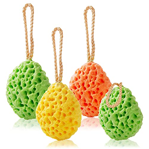 Coobbar 4pcs Adult Bath Sponge Scrubber Body Cleaning Shower Sponge Bath Ball SPA Exfoliator Face Cleaning Scrub Sponge Soft Natural Bath Tool