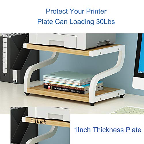 PUNCIA Office Desktop Laser Multifunction Printer Copier Scanner Shelf Stand Rack with Anti - Skid Pads for Desktop Organizer Storage Shelf Double Tier Tray for Microwave Oven Potted Plants(Brown) - Thumbnail 6