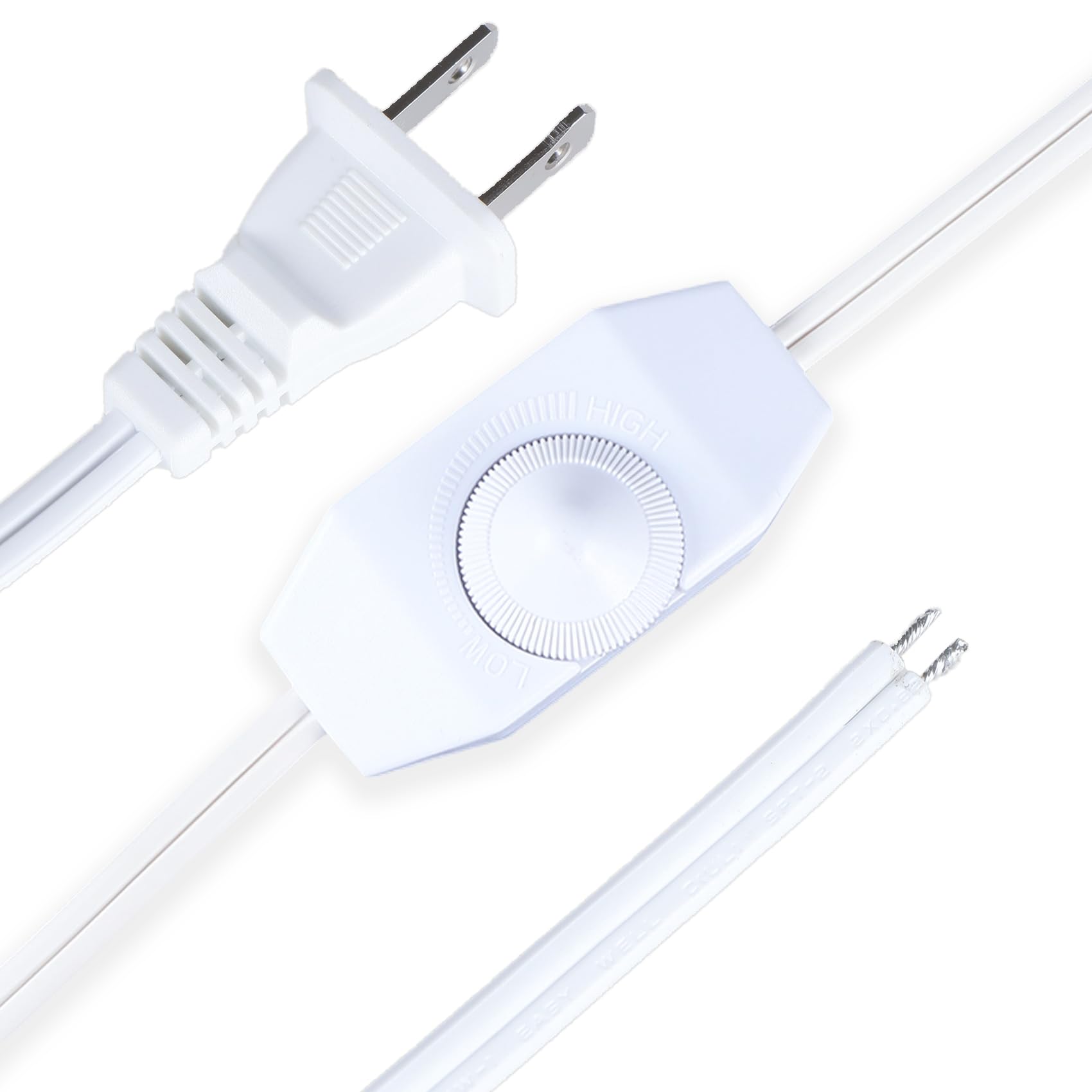 Leymays Dimmer Light Switch, 6FT Rotary Control for 120V 100W - Table Lamp Outdoor String Lights Dimmable Lights Dimming Thermostat Reptile - White