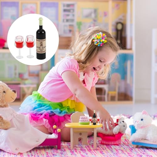 BESTonZON 4 Conjuntos De Mini Enfeites De Casa De Vinho Tinto Modelo De Garrafa De Vinho Decoração E