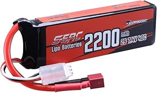 SUNPADOW 7.4V 2S Lipo Battery 40C 2200mAh Soft Pack with Deans T Plug for RC Vehicles Car Truck Tank Boat Truggy Buggy Racing Hobby