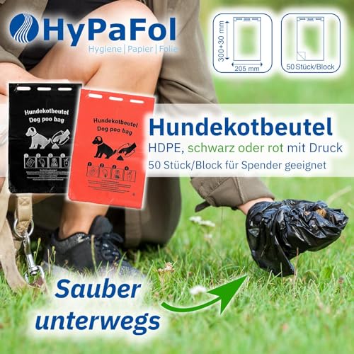 Hypafol Hundekotbeutel 1000 Stück à 20 x 50 St. I 20x 31 cm I Hundetüten aus robustem HDPE I Hygienisch, extra stark & reißfest I Mit Einhängeösen für Spender I Umweltfreundlich & nachhaltig