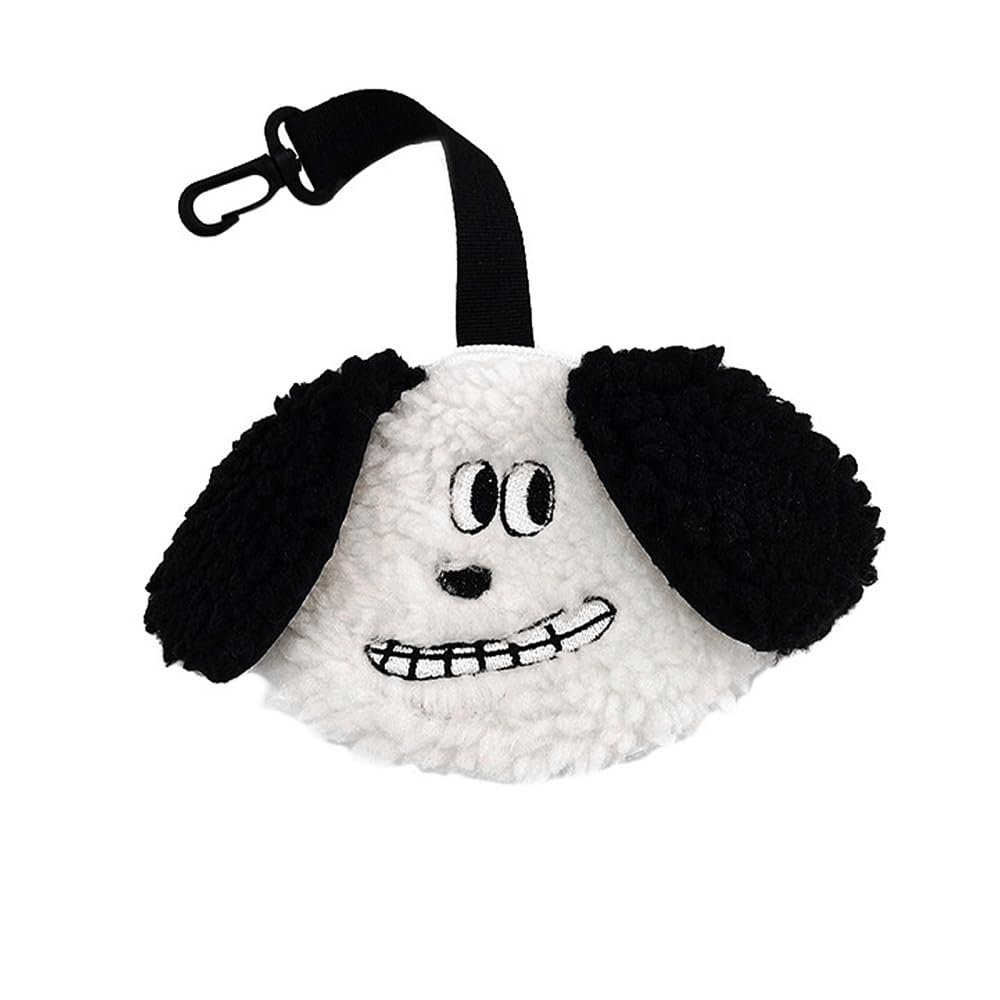 Dongker White Dog Poop Bag Holder,Hand-Free Plush Doggie Waste Bag Dispenser With Clip Lead For All Leash(Not Include Poo Bags)