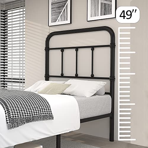 Macbimony Twin Xl-Bed-Frame With Headboard Giselle-Vintage Antique-Metal - Platform Mattress Foundation,49 Inch High,No Box Spring Needed(Black) #TOP3