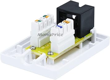 Monoprice Cat6 RJ45 Surface Mount Box - UL Listed, 1-Port, Dual IDC, 110D or Krone Type, 50u, TAA, No Logo, White