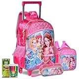 Kit Mochila Rodinhas Escolar de Princesas Fofa com Brilho Meninas Lancheira e estojo