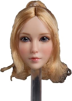 Fire Girl Toys FG071C 1/6 Scale Female Doll Head Sculpture, Sweet Girl Hair Transplant Head Sculpture for TBLeague Phicen 12 Inch Female Figure Golden