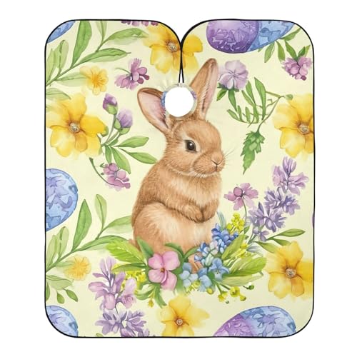 Takiito Easter Bunny Barber Cape for Men, Waterproof Haircut Cape Hairdressing Cape Beard Apron Cape for Salon Home Use, 55x65 in
