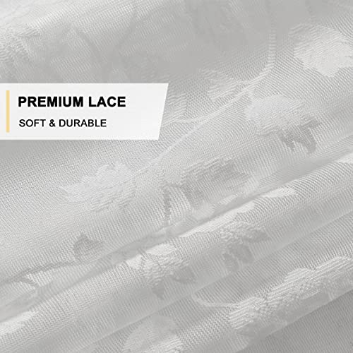 Terlytex Floral Lace Curtains For Bedroom, Rustic Vintage Vine Floral Lace Sheer Curtains 63 Inch Length, Scalloped Privacy Sheer Lace Window Curtains, 52 X 63 Inch, 2 Panels, White #TOP6