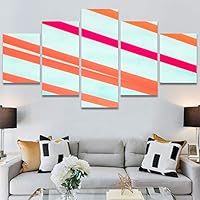 SIGNWIN 5 Panel Canvas Wall Art Abstract Colorful Geometric Hallway Minimalist Mixed Media Multicolor Patterns for Home Decorations Ready to Hang - 60