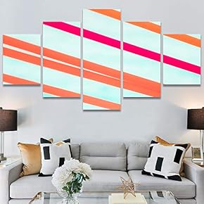 SIGNWIN 5 Panel Canvas Wall Art Abstract Colorful...