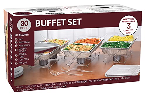 Chafing Dish Buffet Set Disposable 30 Piece Party Serving Kit Includes Chafing Kits With Lids And Serving Utensils For All Types Of Parties And Events | Disposable Party Set #TOP21