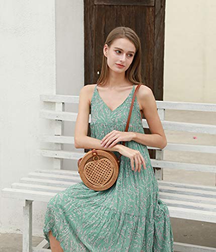 BOHEMIGAL Handmade Rattan Woven Heart Purse #TOP29